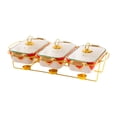 thumbnail image 1 of Dispía de plato Buffet Buffet Rectangular con cubierta con bandejas de calentamiento de soporte plato de cazuela para banquetes de vacaciones en hotel De, 1 of 8