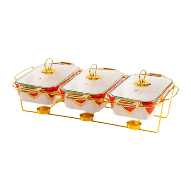 Dispía de plato Buffet Buffet Rectangular con cubierta con bandejas de calentamiento de soporte plato de cazuela para banquetes de vacaciones en hotel De