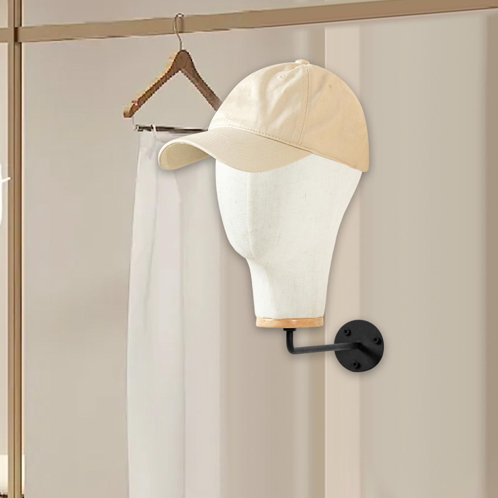 EHJRE Manikin Head Canvas Mannequin Wall Mounted Sturdy Hair Hats Hairpieces Multipurpose Hat Display Stand Beginner Home Salon 25cm Hook