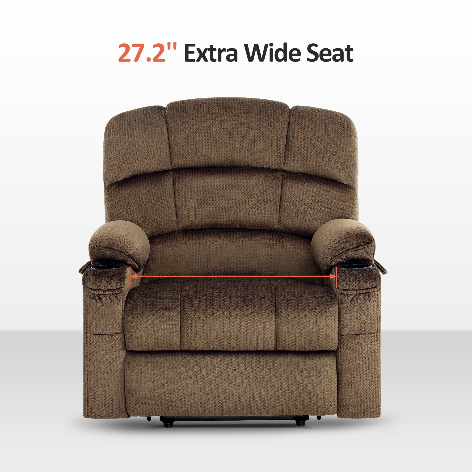 MCombo Oversized Power Lift Recliner for Bariatric Elderly, Infinite Position, Fabric R7677(Brown)