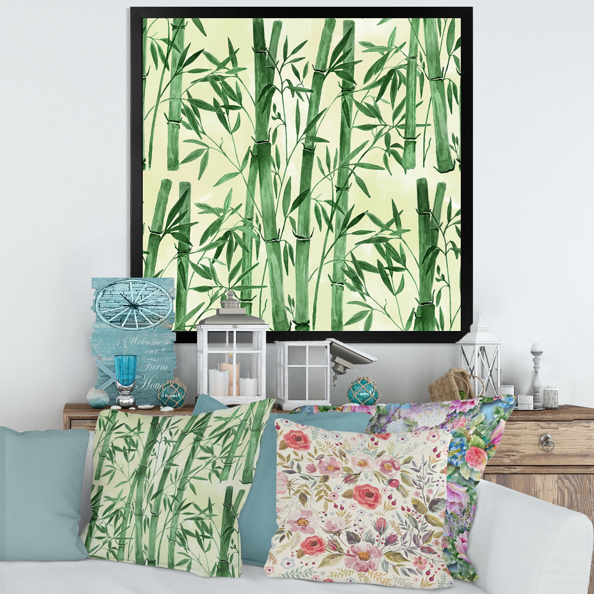 Designart 'The Forest of Bamboo Branches I' Tropical Framed Art Print