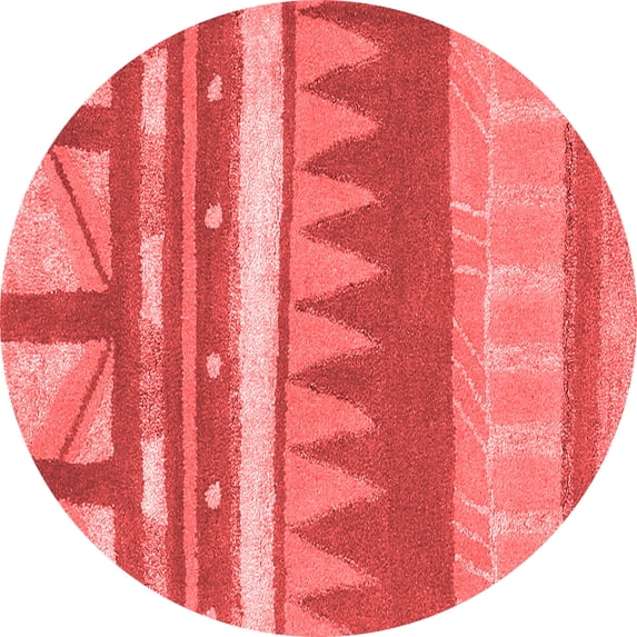 Ahgly Company Indoor Round Abstract Red Contemporary Area Rugs, 5' Round