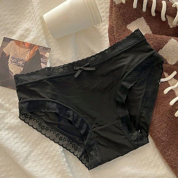 Sunvit-Panties Womens Bikini Panties, Nylon Spandex Soft Stretch with Lace Trim & Waist Bow, All-Day Comfort Daily Wear, Size L, Blue, Smooth Invisible Under Clothes