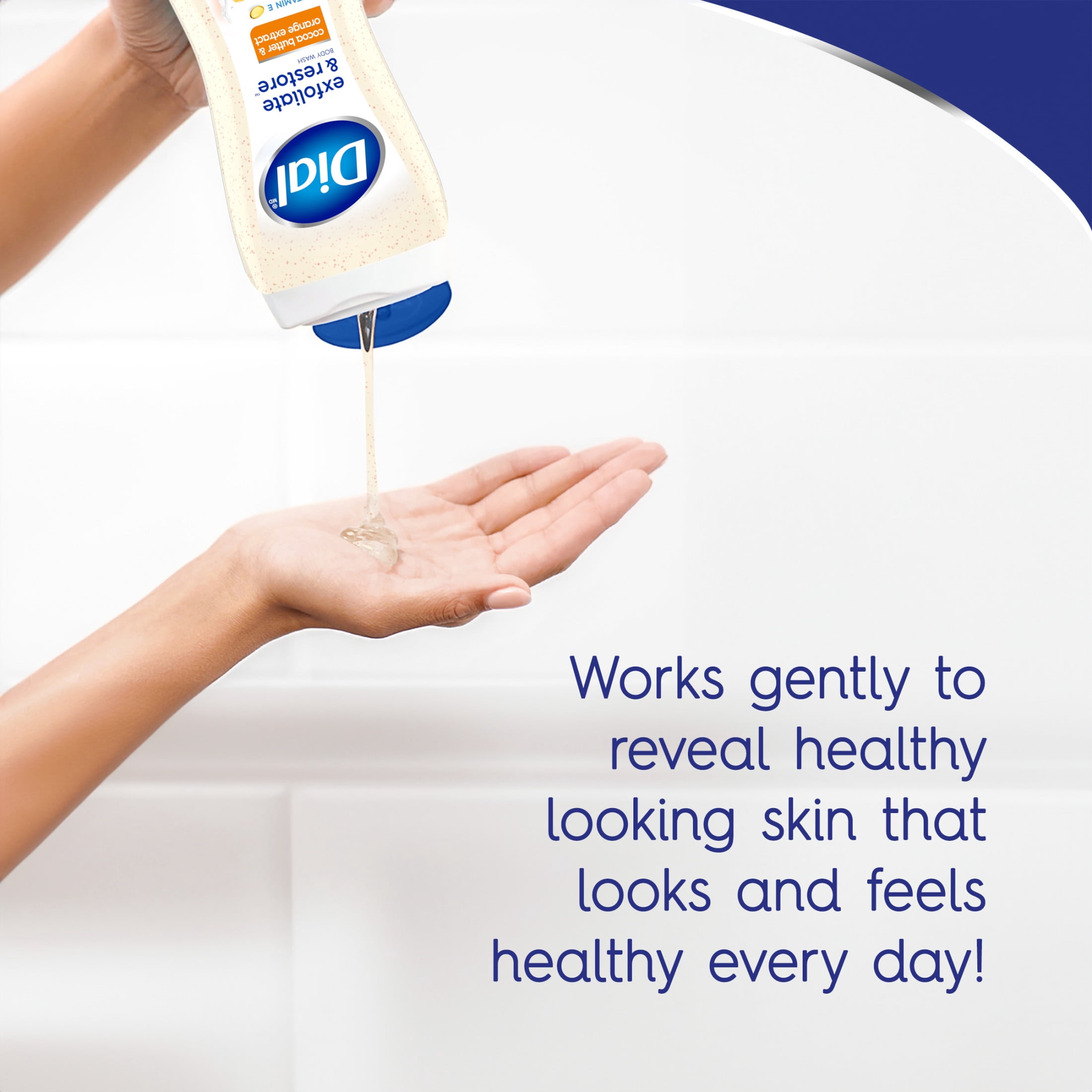 (6 pack) Dial Exfoliate & Restore Body Wash with Cocoa Butter, Orange Extract & Vitamin E, 16 fl oz