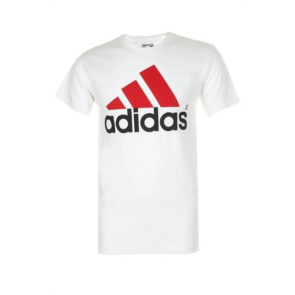 Adidas Men's Short Sleeve Essential Logo Graphic Crew Neck T-Shirt White Red XL