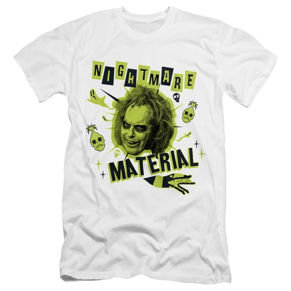 Beetlejuice Beetlejuice Nightmare Material Unisex Adult Canvas Brand T Shirt, White, X-Large