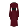 thumbnail image 3 of Plus Size Women Medieval Renaissance Costumes Cosplay Pirate Corset Dress Bell Sleeves Lace up Irish Over Dresses, 3 of 6