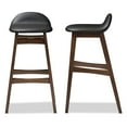 thumbnail image 2 of Baxton Studio Bloom Mid-century Retro Modern Style Black Faux Leather Upholstered Walnut Wood Finishing 30-Inches Bar, 2 of 8