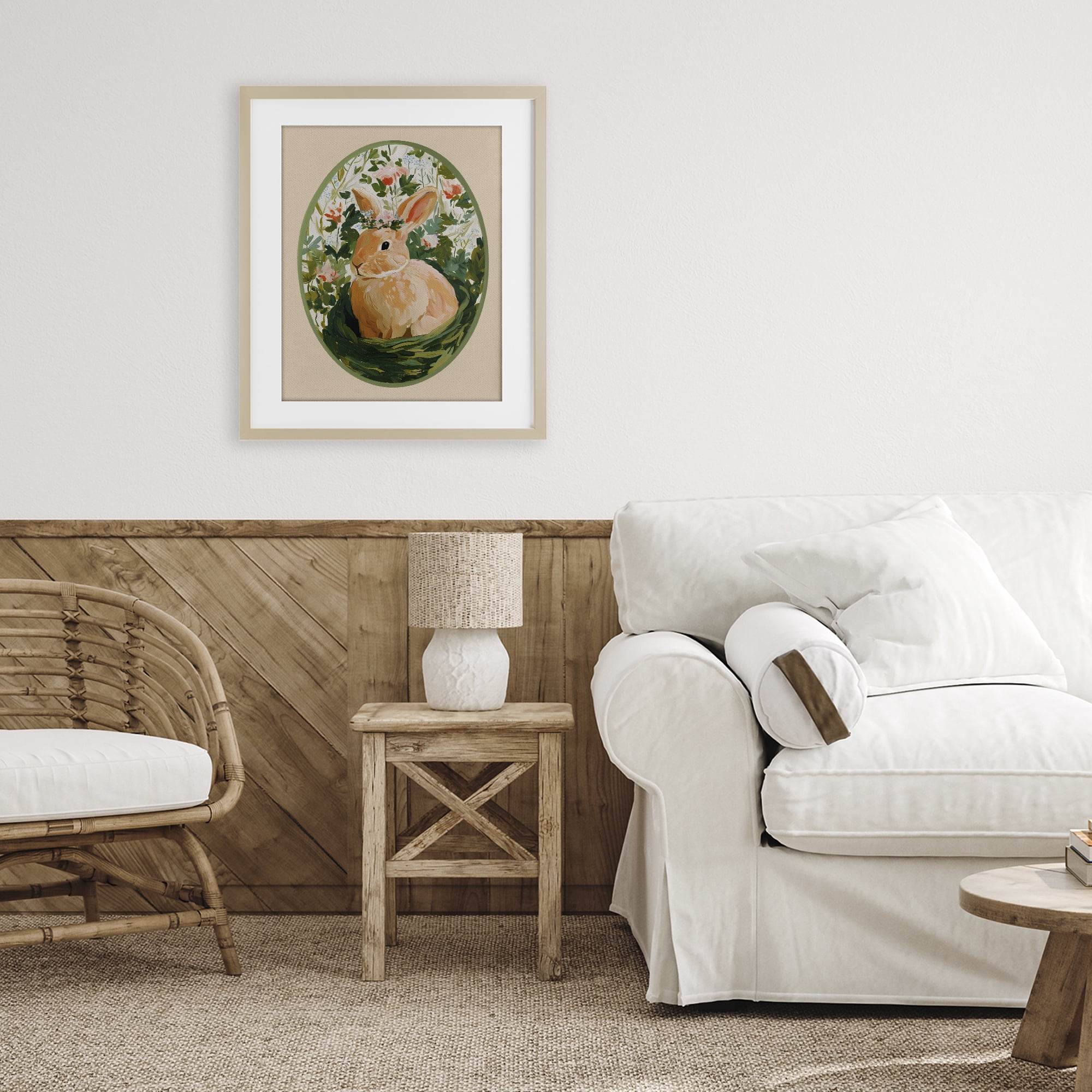 Stupell Industries Bloom Nest Bunny Birch Framed Print Under Glass, design by Yen