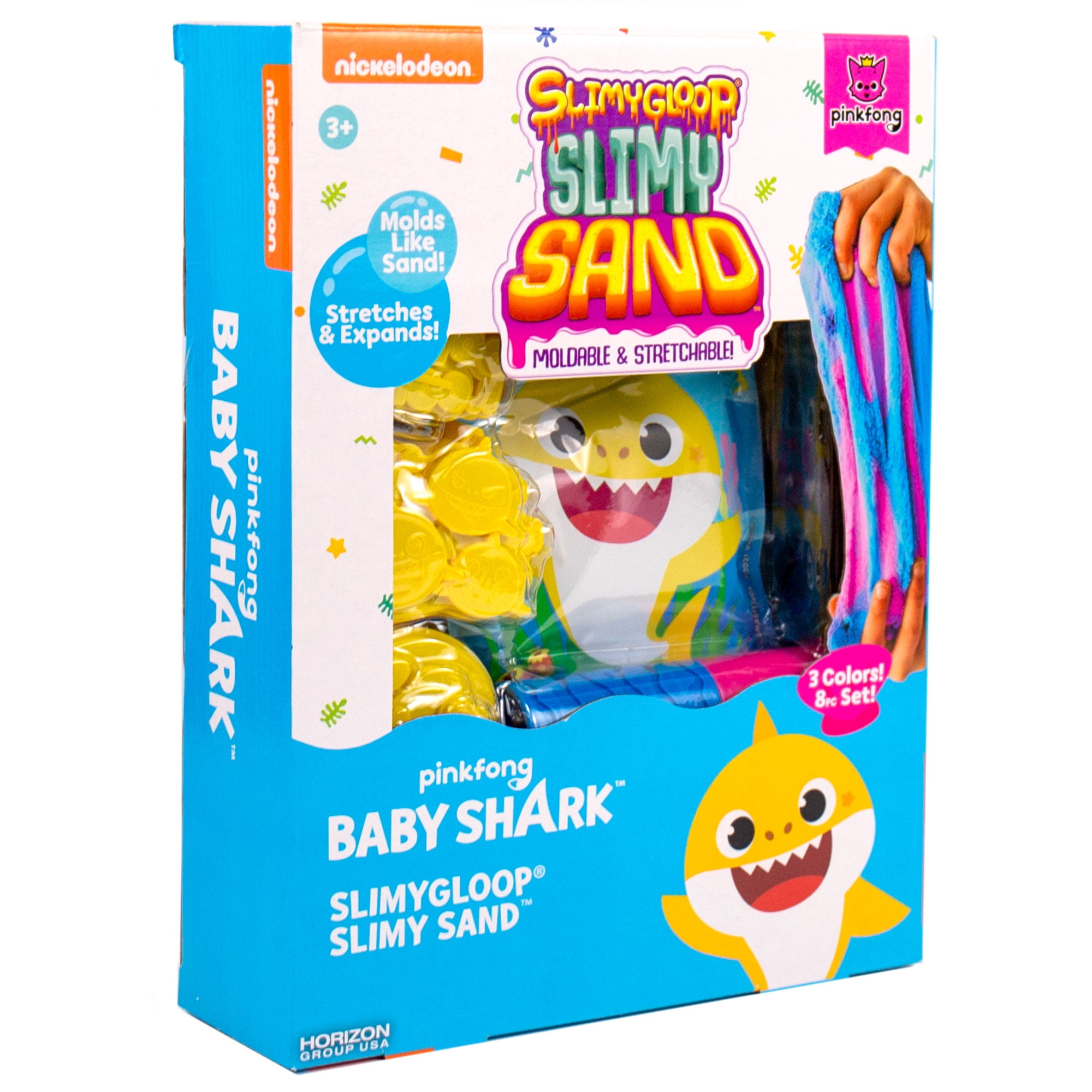 Baby Shark Silimygloops Slimy Sand, Sensory Play Sand & Molds Art & Craft Kit (9 Pieces)