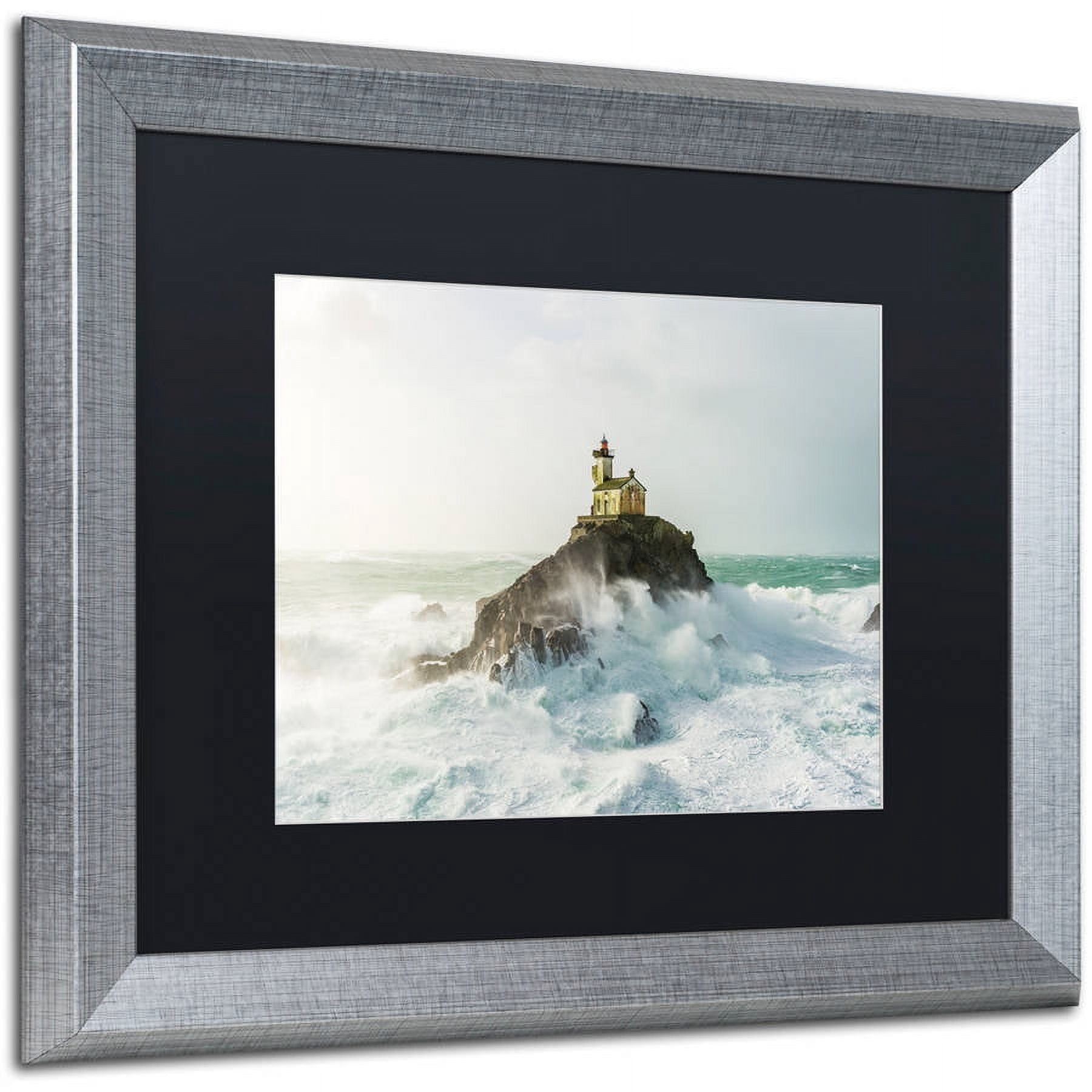 Trademark Fine Art "Haunted Lighthouse in the Storm" Canvas Art by Mathieu Rivrin, Black Matte, Silver Frame