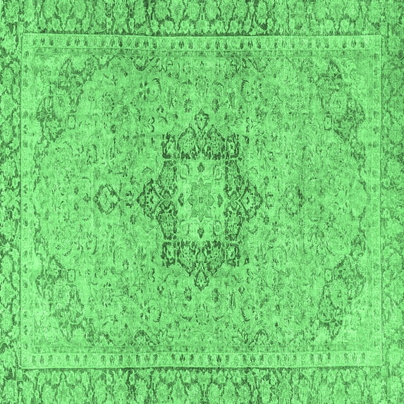 Ahgly Company Indoor Square Persian Emerald Green Traditional Area Rugs, 7' Square