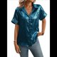thumbnail image 2 of Tops de Verano para Mujer, de Corta, con Cuello en V, para Hacer Ejercicio, Blusas Bonitas, Elegantes, Informales, A , Camisetas Lisas. Azul Oscuro XL, 2 of 9
