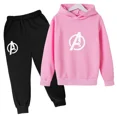 thumbnail image 3 of Sudadera y pantalón de primavera y otoño para niños, traje de 2 piezas, ropa para niño y niña, diseño estampado, sudadera con capucha, chándal informal, traje deportivo, 3 of 5