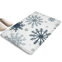 Blue Christmas Snowflake Pattern Flannel Non Slip Door Rugs,Washable Door Mats Indoor,Decorative Door Mats,Dirt-Resistant and Absorbent Doormat for Entrance,Bedroom,Kitchen,Bathroom,31.5x17in(80x43cm)