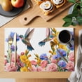 thumbnail image 2 of Hummingbirds Placemats Set of 4, Spring Summer Watercolor Flowers Plant Placemats for Dining Table, Place Mats for Kitchen Tabletop, Waterproof Wipeable Dining Table Mats Set, 2 of 9
