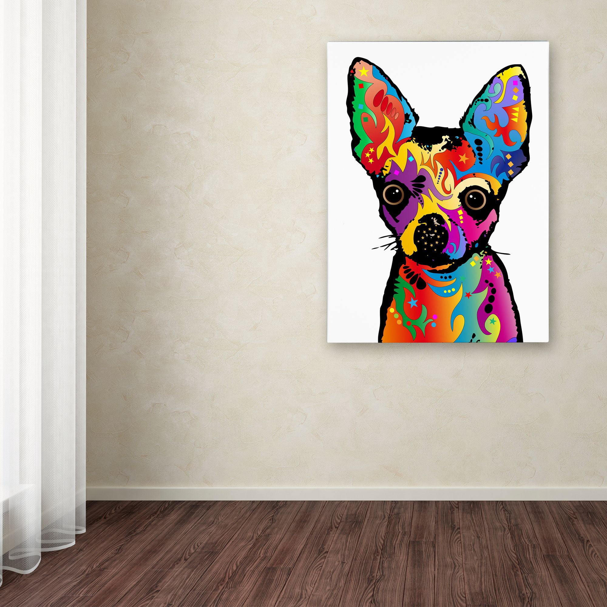 Trademark Fine Art "Chihuahua Dog White" Canvas Art by Michael Tompsett