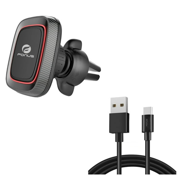 Magnetic Car Mount w Type-C 3ft PD USB-C Cable for Samsung Galaxy A72 5G/A52 5G/A42 5G/A32 5G/A12 5G - Air Vent Holder Swivel Dock, Fast N9K Compatible With Galaxy A72 5G/A52 5G/A42 5G/A32 5G/A12 5G