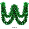 thumbnail image 2 of 1Pack Total 6.6 FT St. Patrick's Day Tinsel Garland Shamrock Clover Green Tinsel Garland St Patricks Day Decorations Metallic Twist Garland for Irish Party Outdoor Indoor Window Home Tree Decoration, 2 of 7