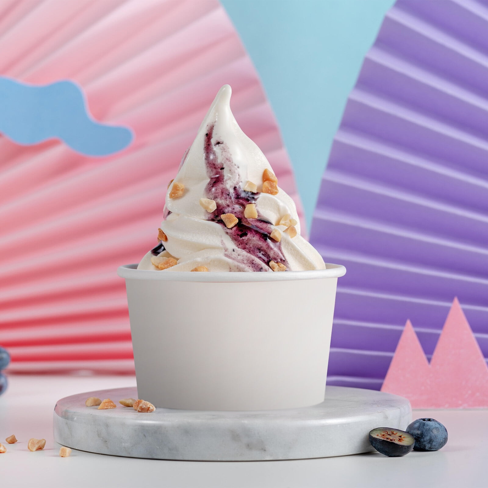 WRISTBIQUE Mini Dessert Cups Round Dessert Cups White Paper 100Pcs 3Oz 2.8X2.8X1.8In