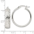 thumbnail image 5 of Diamond2Deal 925 Sterling Silver Diamond-Cut 6x25mm Hoop Earrings for Women (L- 1.06 inch, W- 0.98 inch), 5 of 6