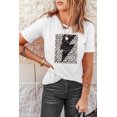 thumbnail image 2 of ABPHQTO Camiseta gráfica de manga corta con estampado de relámpagos de leopardo blanco para mujer, 2 of 5