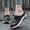 Black, variant on Women's Backless Slip On Floral Embroidery Knit Mule Sneakers, Breathable Mesh Wedge Sole Casual Daily Walking Footwear(Gray,9)