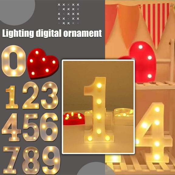 1Pc Digital Light Clearance! Nomeni English Alphabet Number Light Led Battery Type Warm White, Home Decor Promotion Sale!