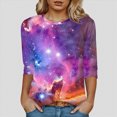 thumbnail image 2 of Towmus Womens Tops Cotton Women's Casual 3/4 Sleeve T-Shirts Round Neck Cute Tunic Tops Basic Tees Blouses Loose Fit Pullover Shirt, 2 of 4