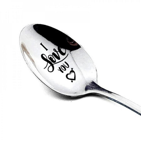 

Clearance!Stainless Steel Gift Spoon Long Handle Carved Spoon Souvenir Activity Party Spoon Wedding Anniversary Gift Valentine s Day Gift A