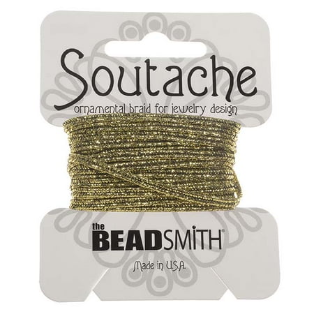 Soutache Cord - BeadSmith Textured Metallic Soutache Braided Cord 3mm - Gold/Black (3 Yards)