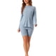 thumbnail image 2 of INSPIRAR CHIC Conjuntos de 2 Piezas para Mujeres, Conjuntos de Punto Acanalado a Juego, Top de Manga Larga con Pantalones Cortos de Ciclista, Sudaderas 2XL Azul Claro, 2 of 6