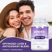 Binder Detox - Activated Carbon, Zeolite - Liver Detox & Cleanse, Digestive Health - 120 Capsules