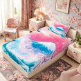 thumbnail image 5 of Manfei Ukiyo-e Fuji Twin Sheet Sets for Girls, Crane Wave Bedding, Pink Blue White 3pcs, 1 Flat Sheet, 1 Fitted Sheet and 1 Pillowcase, 5 of 6