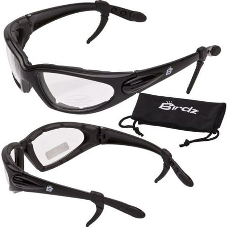 Birdz QUAIL - Advanced System Foam Padded Motorcycle Sunglasses- FREE Rubber Ear Locks and Microfiber Storage