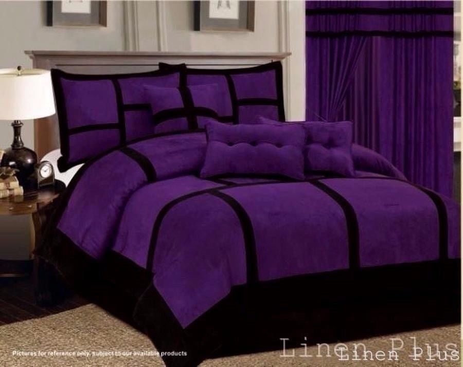 Patchwork Purple Black Micro Suede Comforter Set Queen Size Walmart