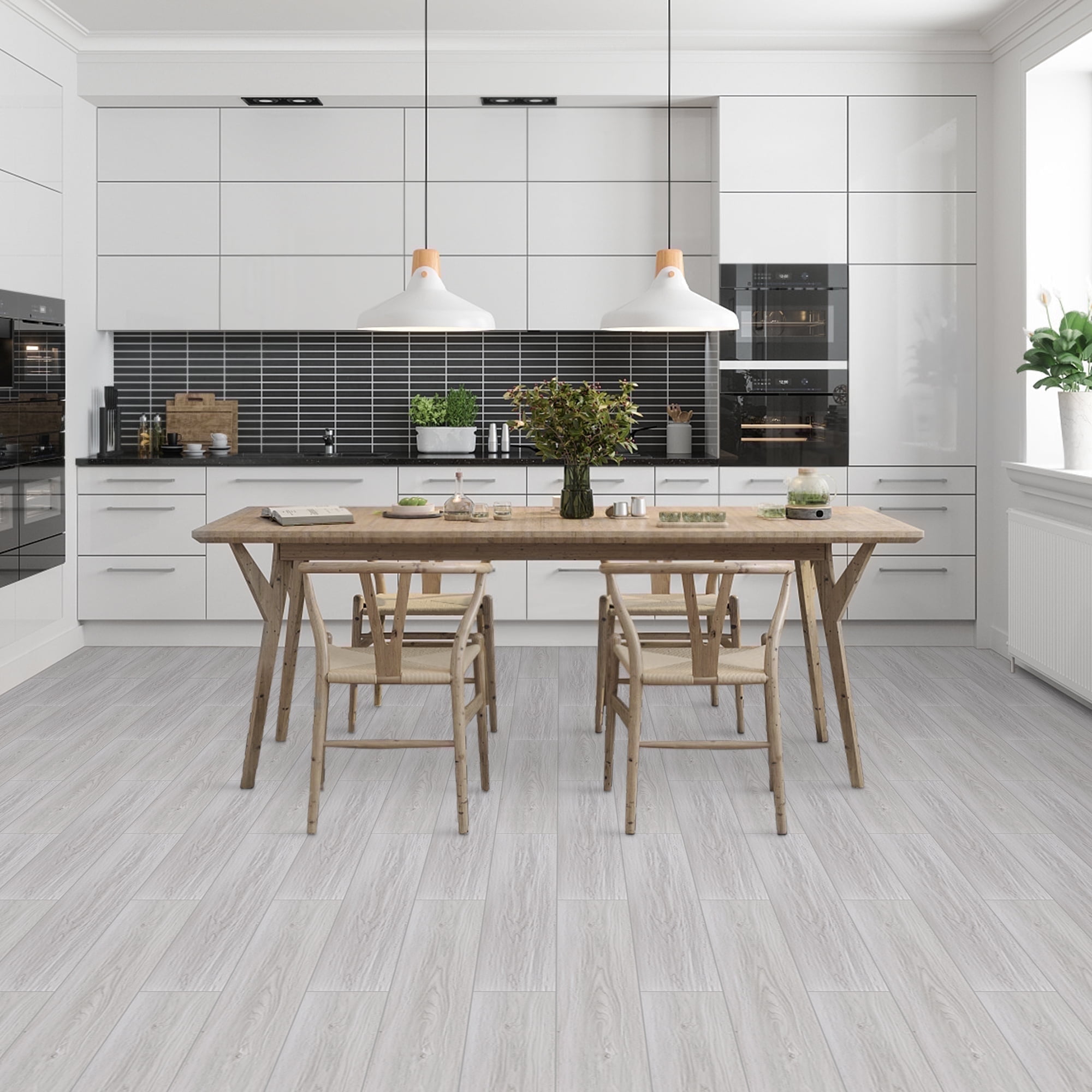 Lxcreat 20Pcs Peel and Stick Vinyl Flooring Tile Wood Grain Look Self Adhesive and Waterproof for Transfer Bathroom, Kitchen, Living Room, Bedroom (35-in x 6-in x 0.6-mm)