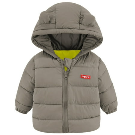 

Zlekejiko Toddler Kids Baby Boys Girls Winter Warm Jacket Outerwear Letter Bear Ears Coats Hooded Padded Outwear