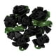 thumbnail image 1 of Uxcell Mini Satin Ribbon Roses Small Rosettes Fabric Flowers with Green Leaves Black 20 Pcs, 1 of 6