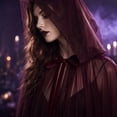 thumbnail image 5 of Fabrcox Halloween Holiday Full Length Hooded Cape, Unisex Adult Double Sided Reversible Mesh Cloak, Black Red Two Tone Garment for Masquerade Christmas Gathering Brown, 5 of 7
