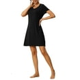 thumbnail image 4 of Unique Bargains Womens Sleepshirt Short Sleeve Ruffle Nightgown Loungewear Nightshirts XS Black, 4 of 6
