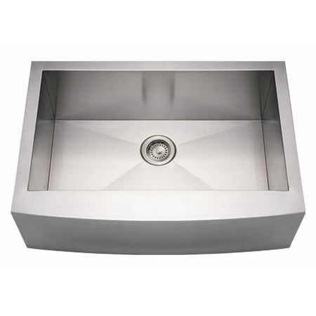 Whitehaus Noah's Collection Brushed Stainless Steel Commercial Single Bowl Sink with an Arched Front Apron
