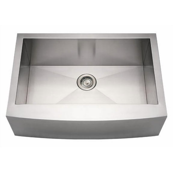 Whitehaus Noah's Collection Brushed Stainless Steel Commercial Single Bowl Sink with an Arched Front Apron
