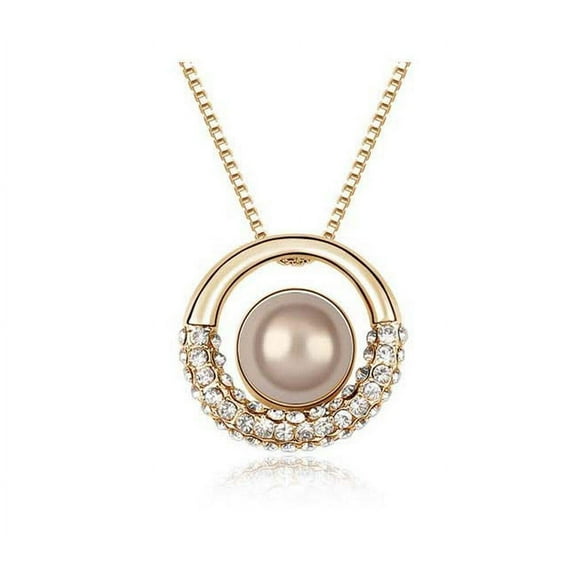 KATGI Fashion 18K Gold Plated Dream Pearl Austrian Crystal Pendant Necklace