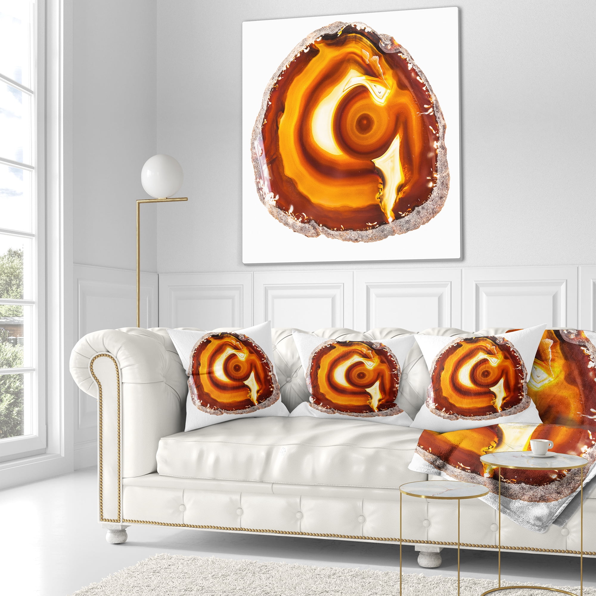 Designart Vibrant Agate Geode Slice - Abstract Throw Pillow - 16x16