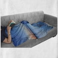 thumbnail image 6 of Landscape Soft Flannel Fleece Blanket, Sunrise over Water Lakehouse Cabin Boardwalk Sun Rays Clouds Horizon Nature, Cozy Plush for Indoor and Outdoor Use, 60" x 80", Blue Orange Grey, by Ambesonne, 6 of 6