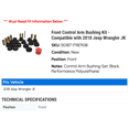 thumbnail image 2 of Front Control Arm Bushing Kit - Compatible with 2018 Jeep Wrangler JK, 2 of 2