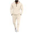 thumbnail image 2 of Miluxas Men 2 Piece Outfit Casual Sports Sweatsuits Zip Hoodie Men's Jogging Tracksuit Set Khaki XL(XL), 2 of 8