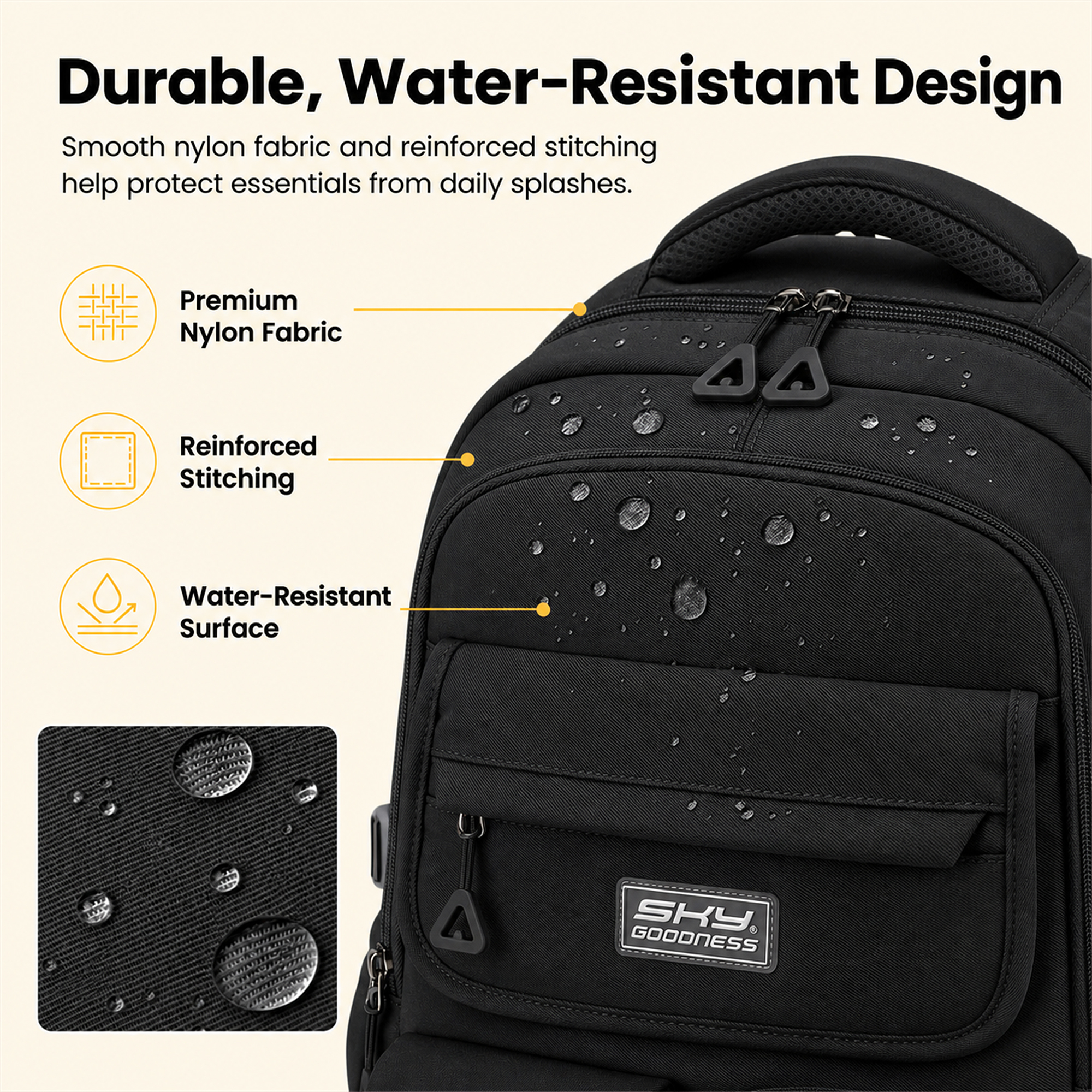 Mochila infantil de gran capacidad con múltiples bolsillos, diseño ergonómico y liviano, resistente al agua para estudiantes 6