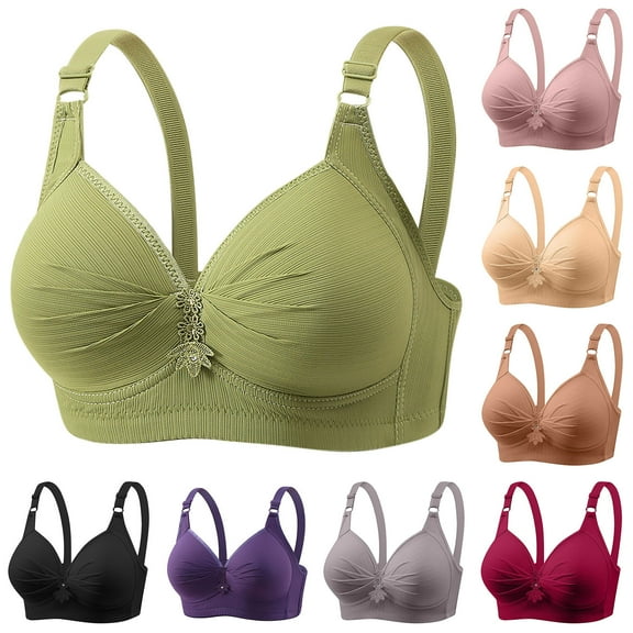 Antinious Ladies Wireless Front Button Support Breathable Comfortable Everyday Bras